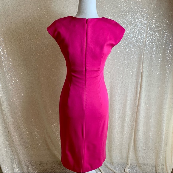Trina Turk Los Angeles Bright Pink Cap Sleeve Lined Empire Waist Dress - Picture 3 of 7